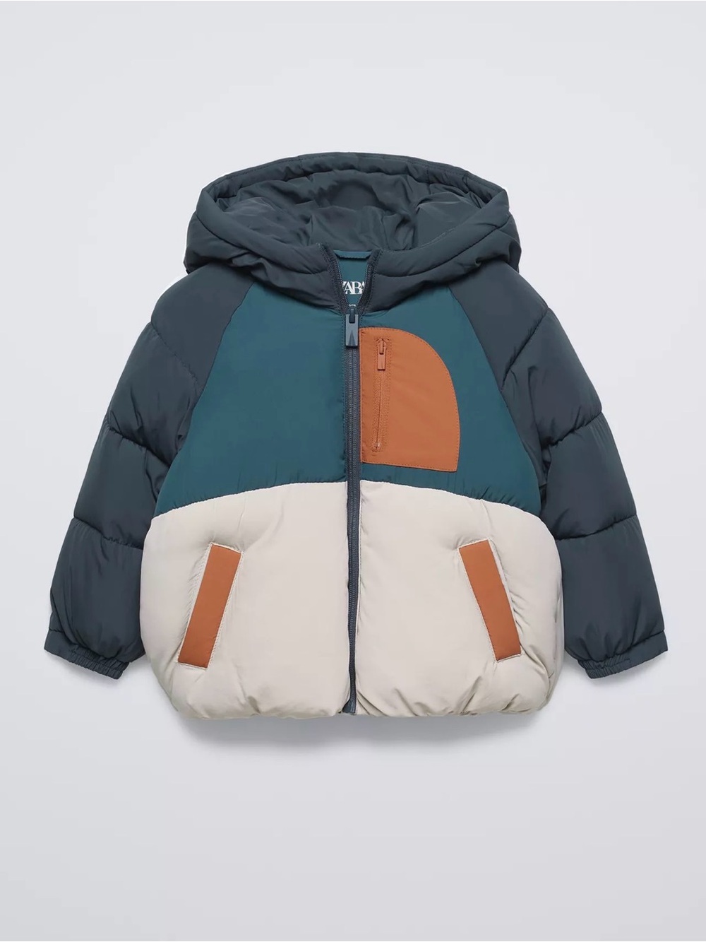 Zara - 2y - color-block puffer coat - water repellent